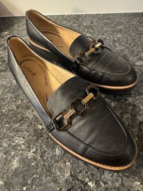 Life Stride Black Loafers with Gold Accent